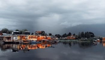 Couple on a Shikara ride in Dal Lake during Kashmir honeymoon